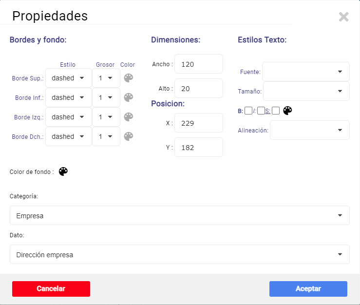 dato variable plantilla de factura