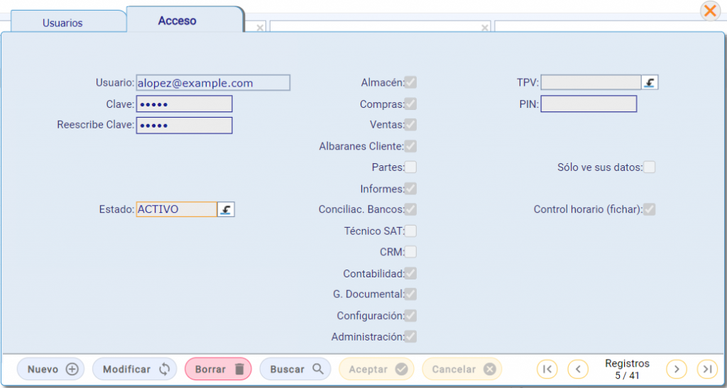 acceso usuarios