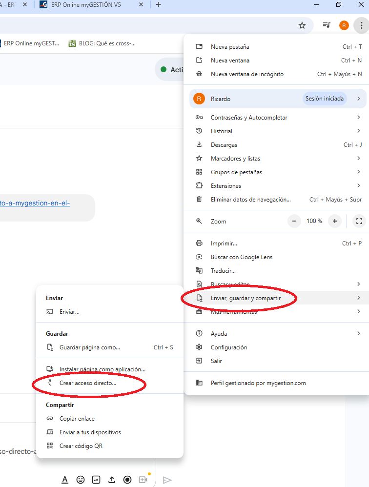 acceso directo Google Chrome