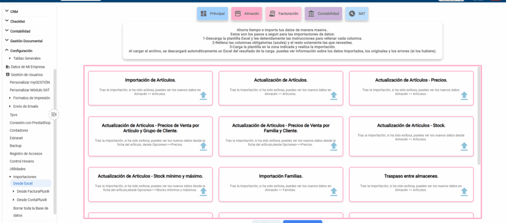 importaciones de datos