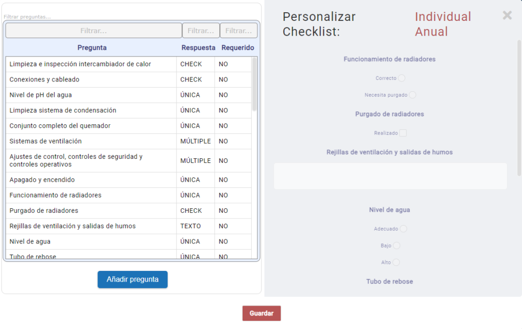 comprobaciones del checklist