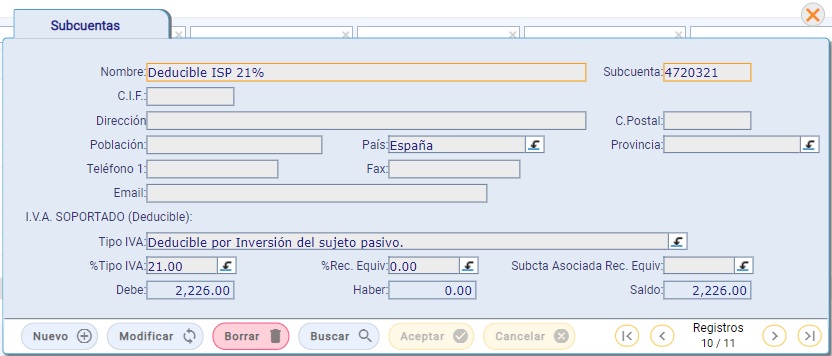 subcuenta iva deducible 