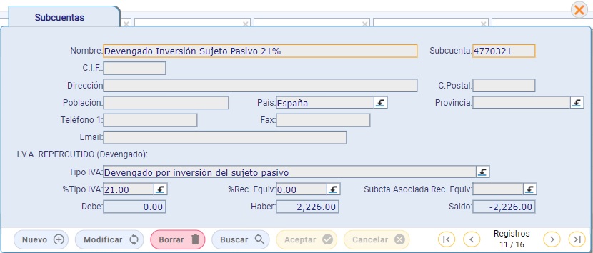 subcuenta iva devengado 