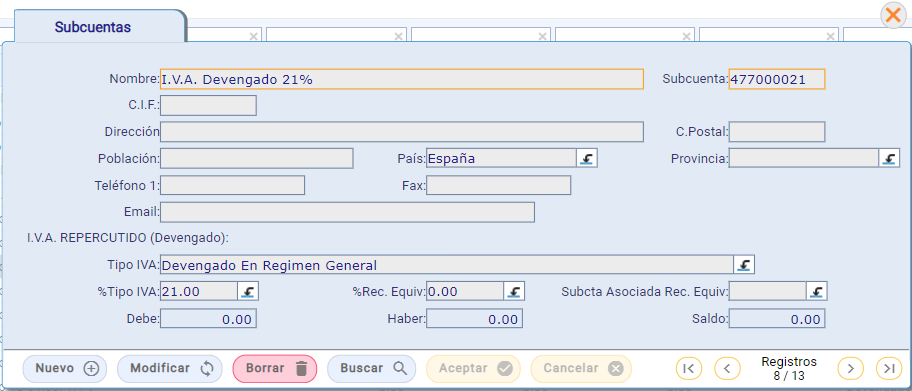 subcuenta IVA